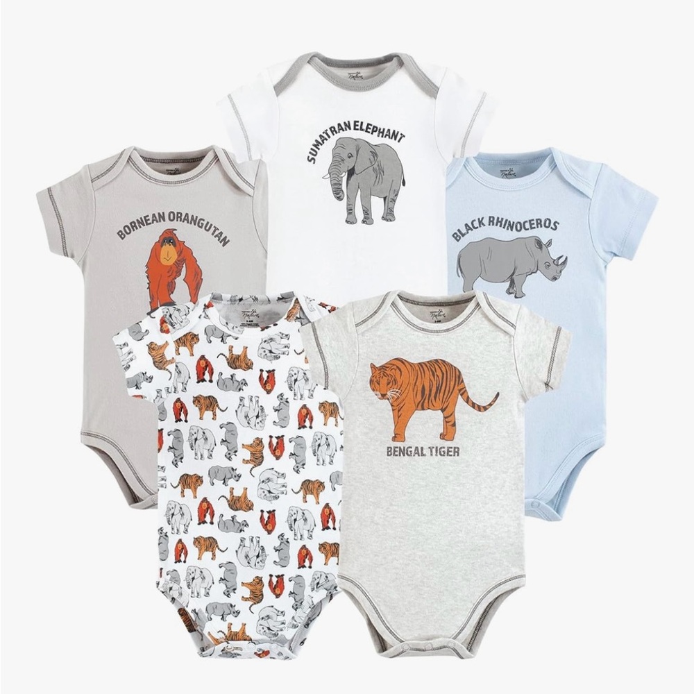 NWT Touched by Nature Unisex Baby Organic Cotton Bodysuits 5 bodysuits size 6/9